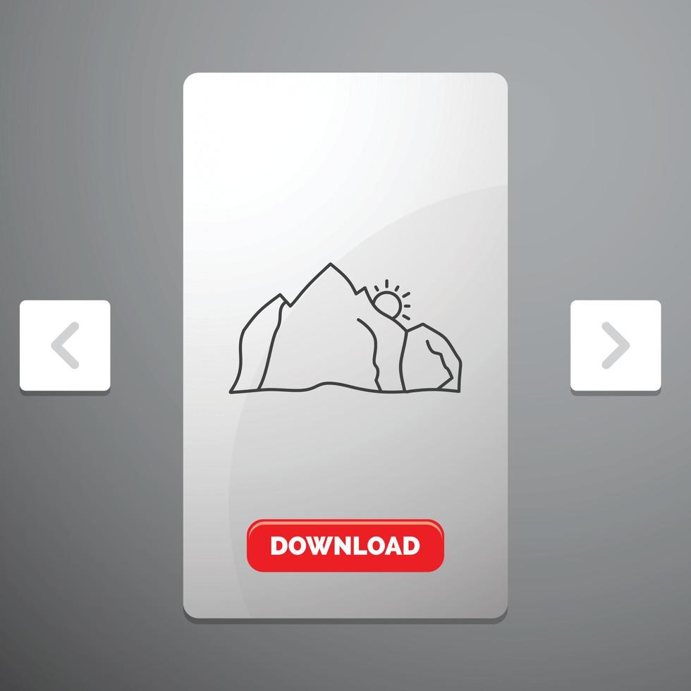 hill. landscape. nature. mountain. scene Line Icon vector