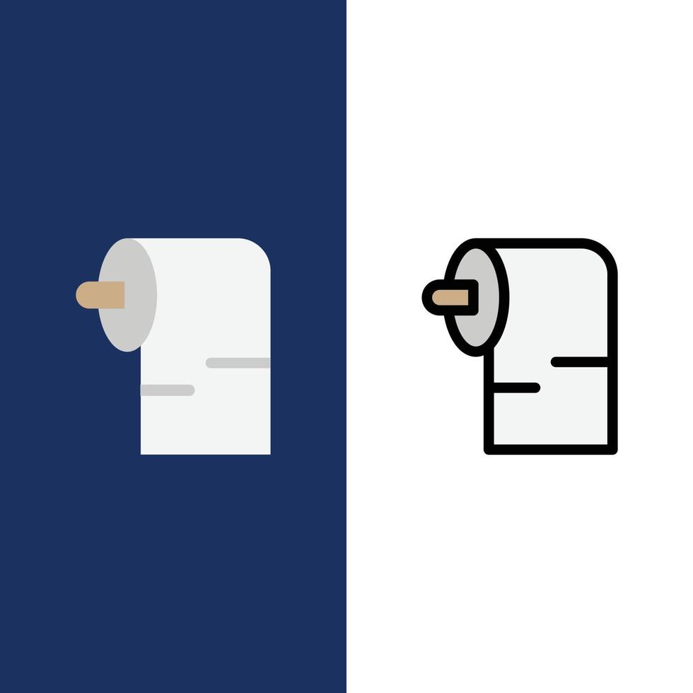 Cleaning Paper Tissue  Icons Flat and Line Filled Icon Set Vector Blue Background