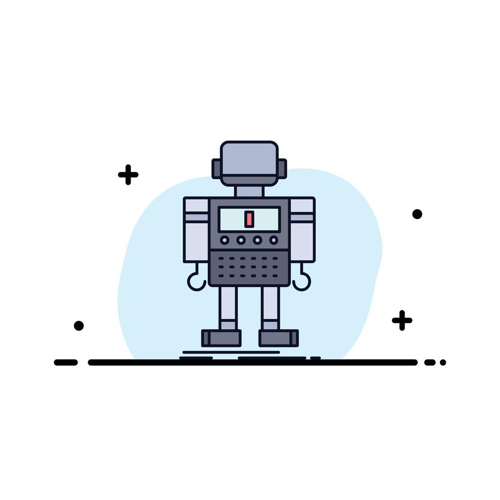 autonomous machine robot robotic technology Flat Color Icon Vector