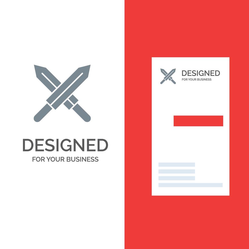 Sword Ireland Swords Grey Logo Design and Business Card Template vector