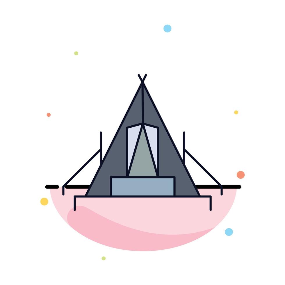 carpa camping campamento camping al aire libre color plano icono vector