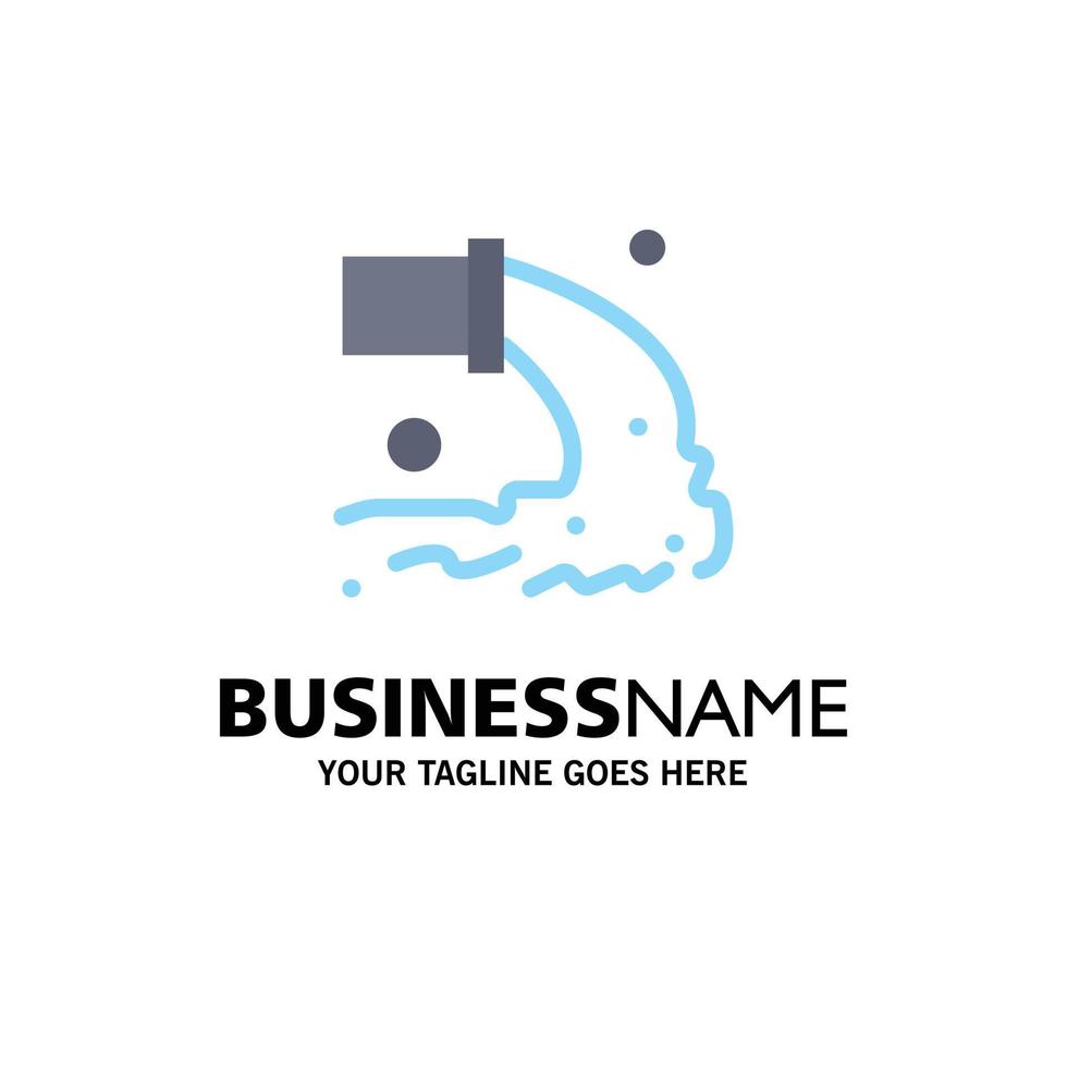 Pipe Pollution Radioactive Sewage Waste Business Logo Template Flat Color vector