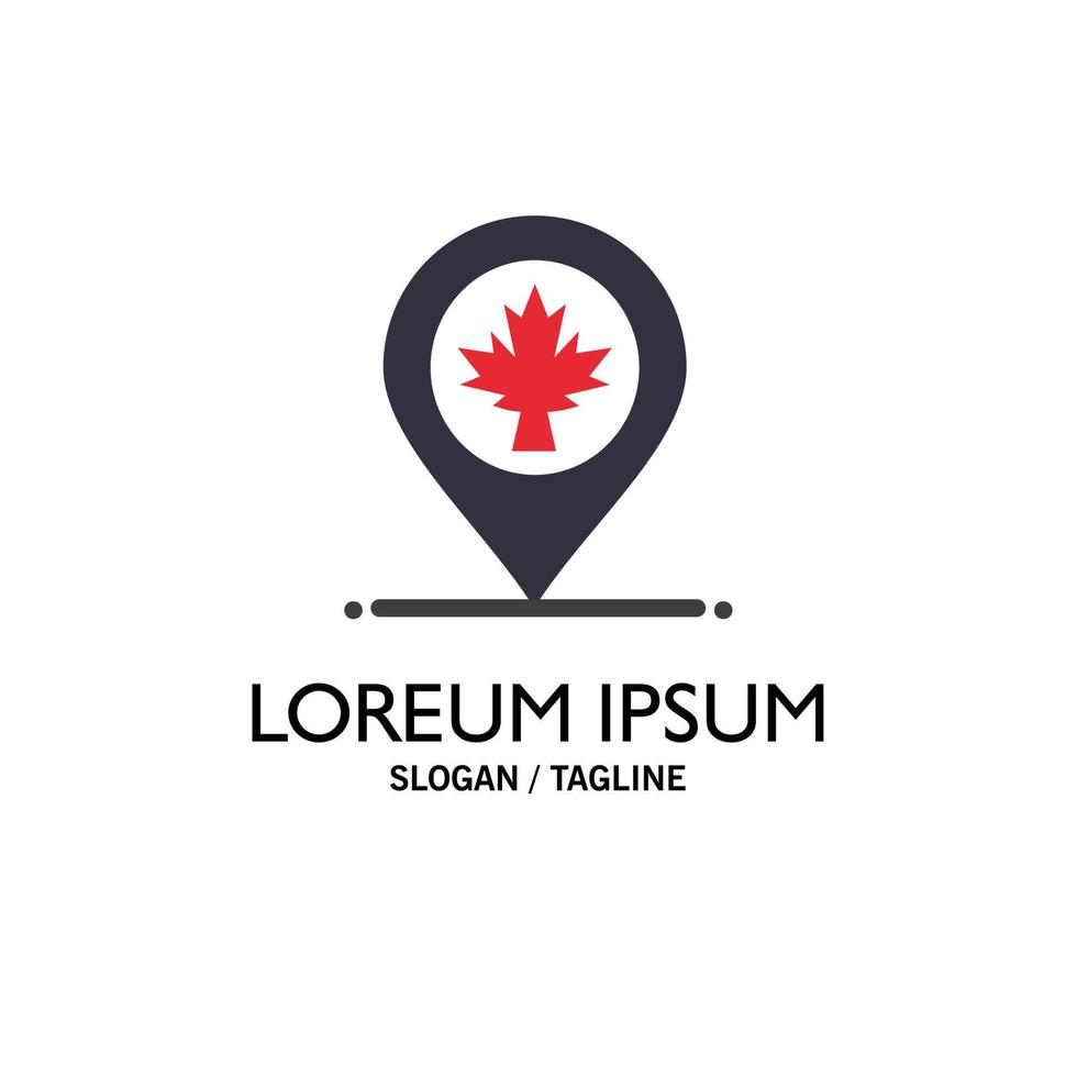 Map Location Canada Leaf Business Logo Template Flat Color vector