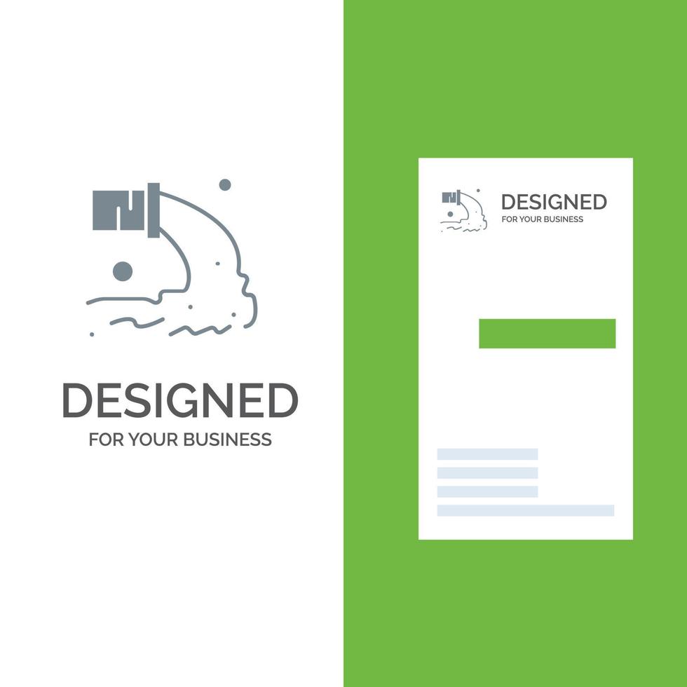 Pipe Pollution Radioactive Sewage Waste Grey Logo Design and Business Card Template vector