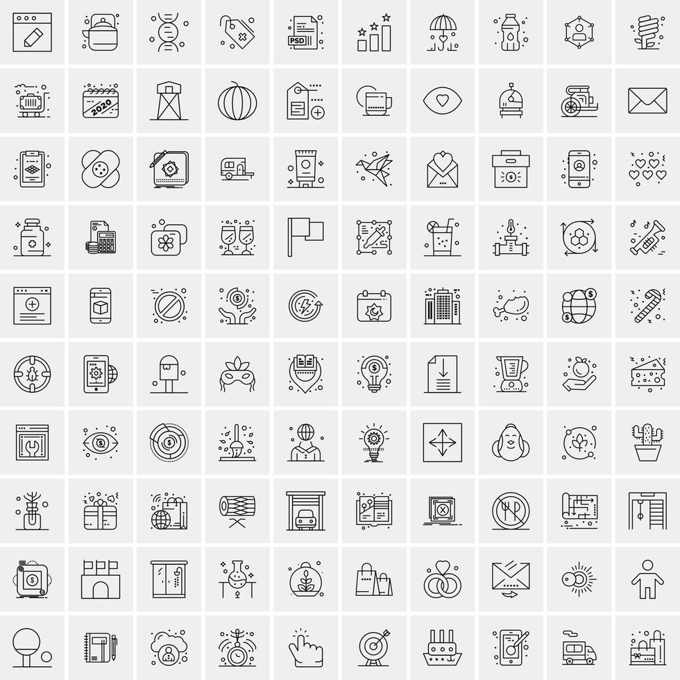 Pack of 100 Universal Line Icons for Mobile and Web vector