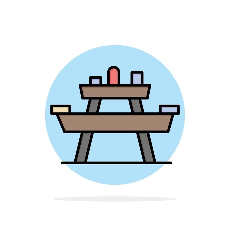 Bench Food Park Seat Picnic Abstract Circle Background Flat color Icon vector