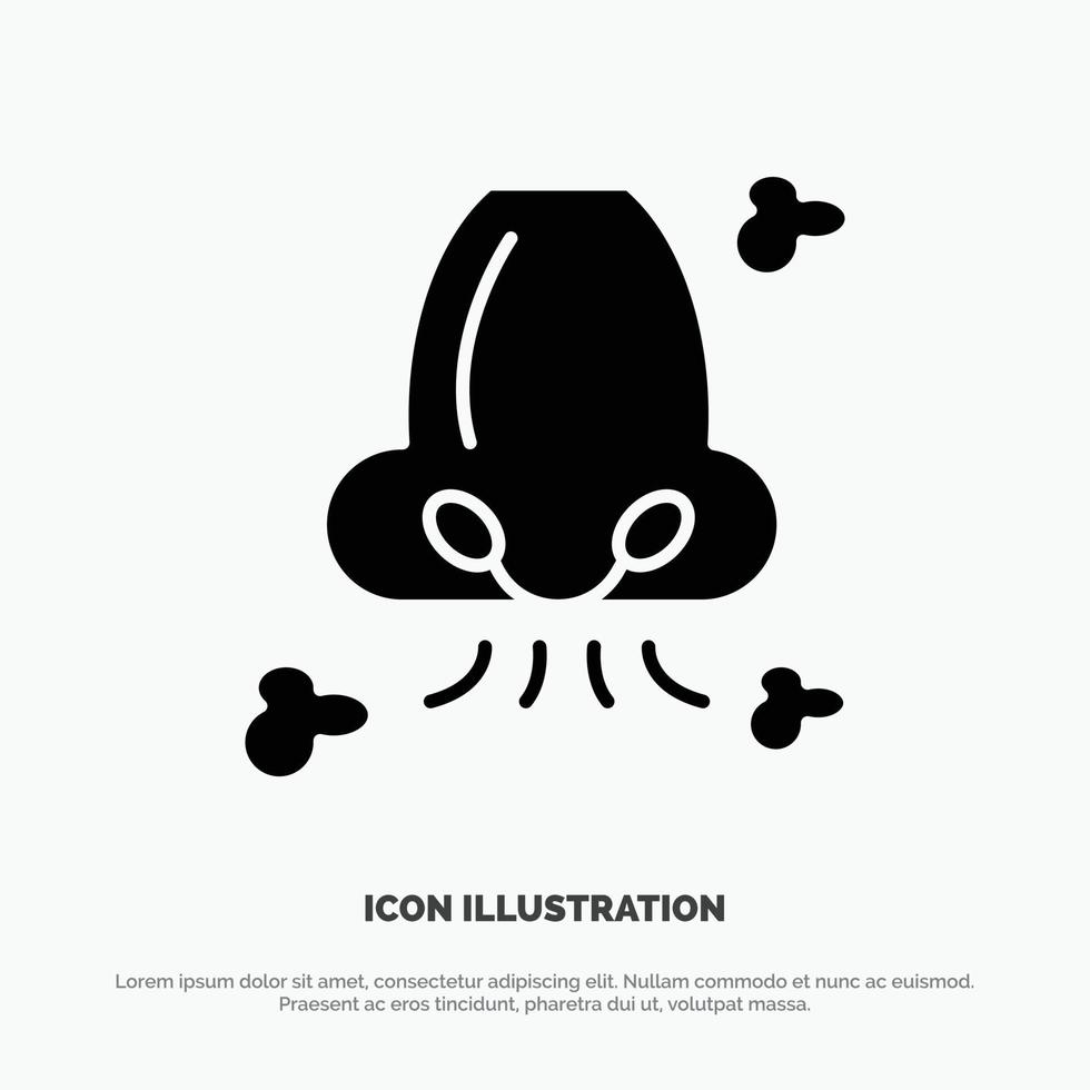 Air Breathe Health Nose Pollution solid Glyph Icon vector