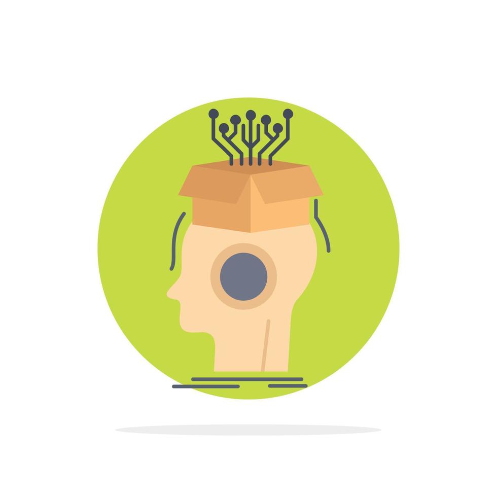 sousveillance Artificial brain digital head Flat Color Icon Vector