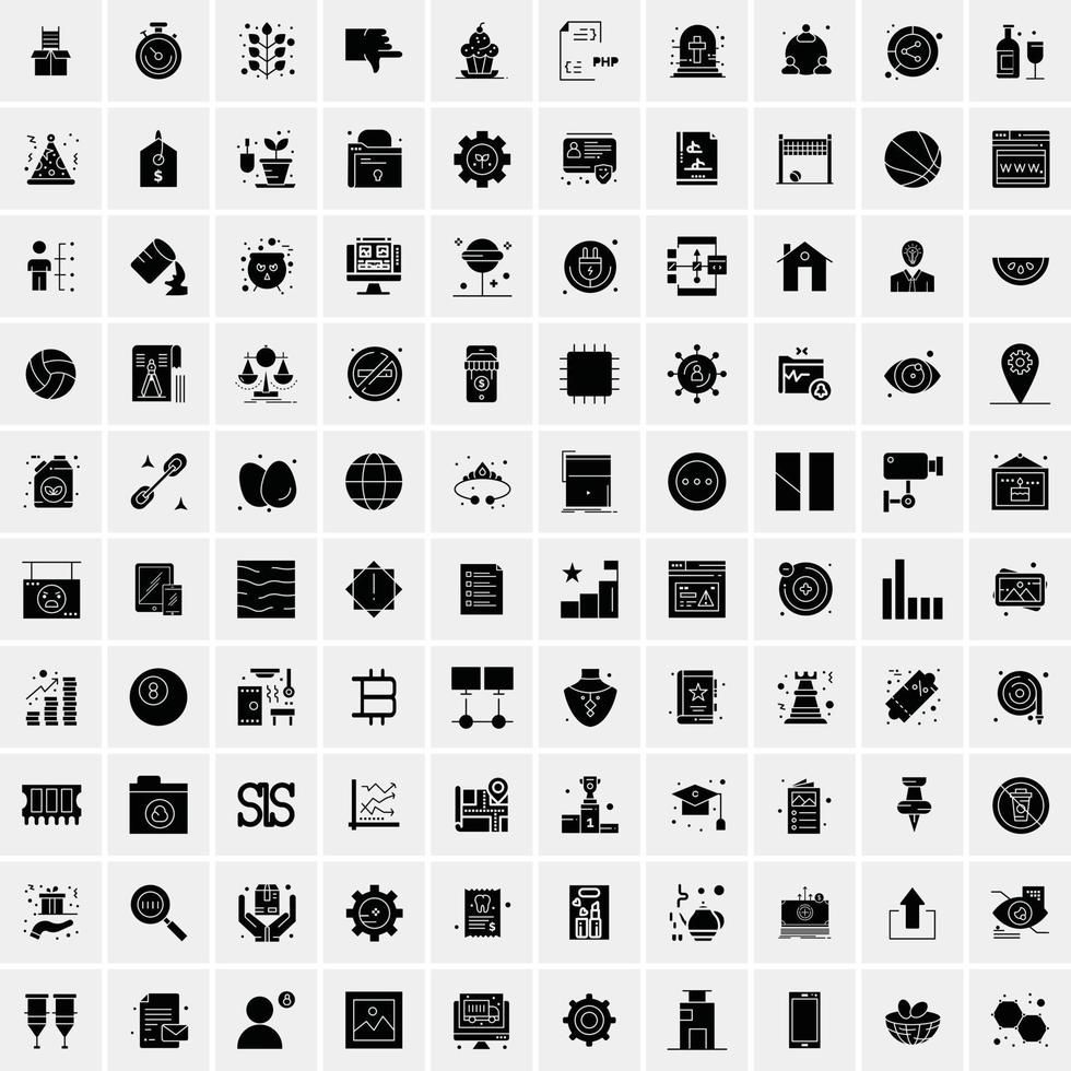 Set of 100 Universal Solid Icons vector