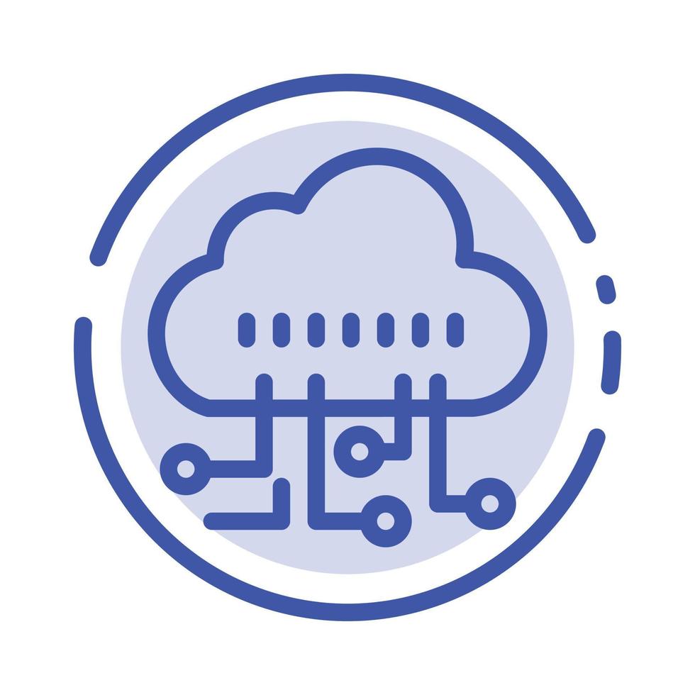 Data Manage Technology Blue Dotted Line Line Icon vector