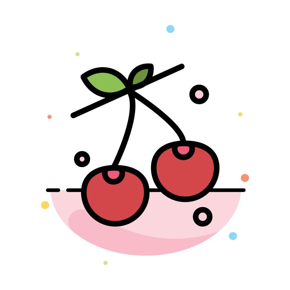 Berry Cherry Food Spring Abstract Flat Color Icon Template vector