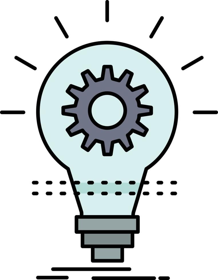 bombilla desarrollar idea innovación luz color plano icono vector