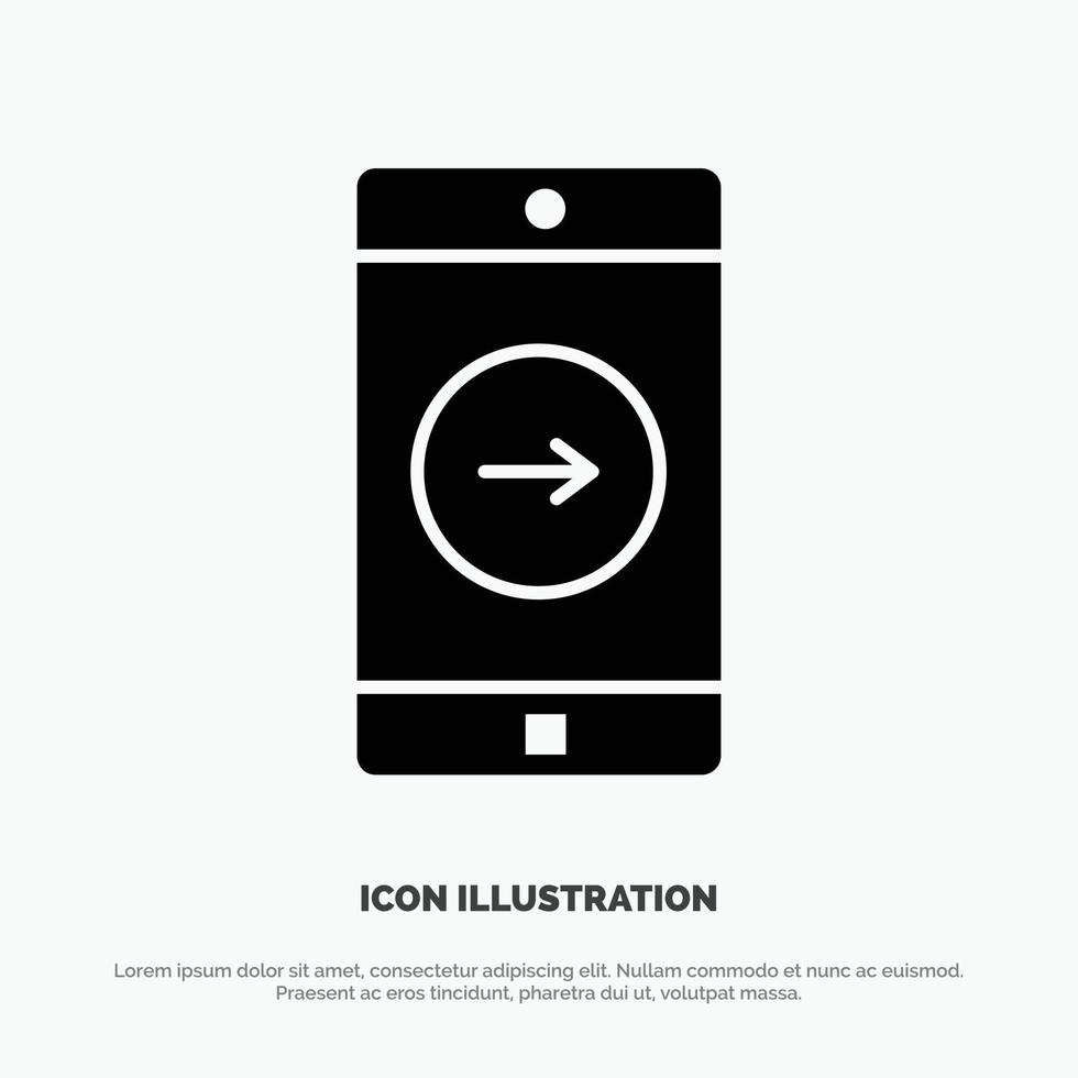 Application right Mobile Mobile Application solid Glyph Icon vector