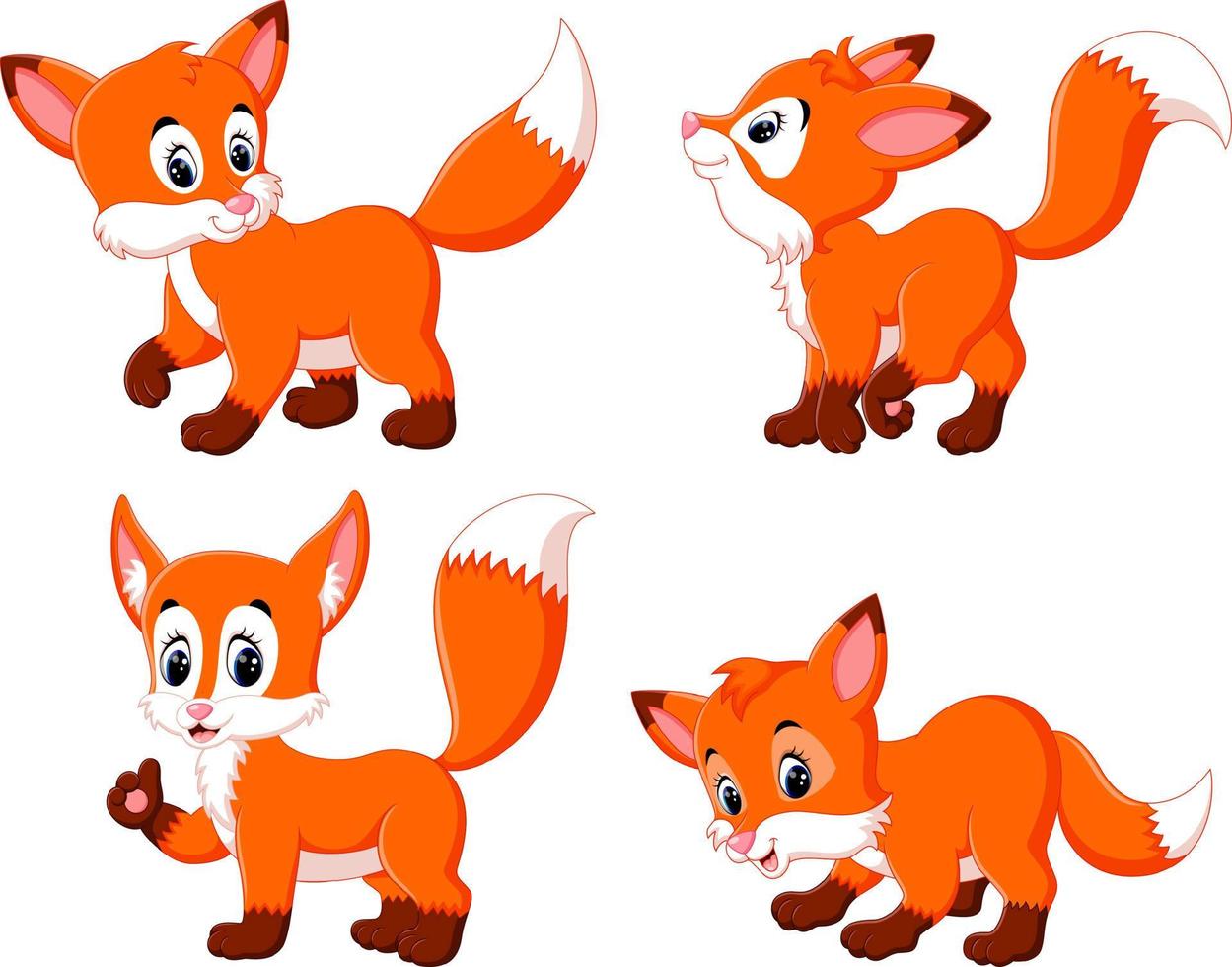 the collection of the fox with different possing vector
