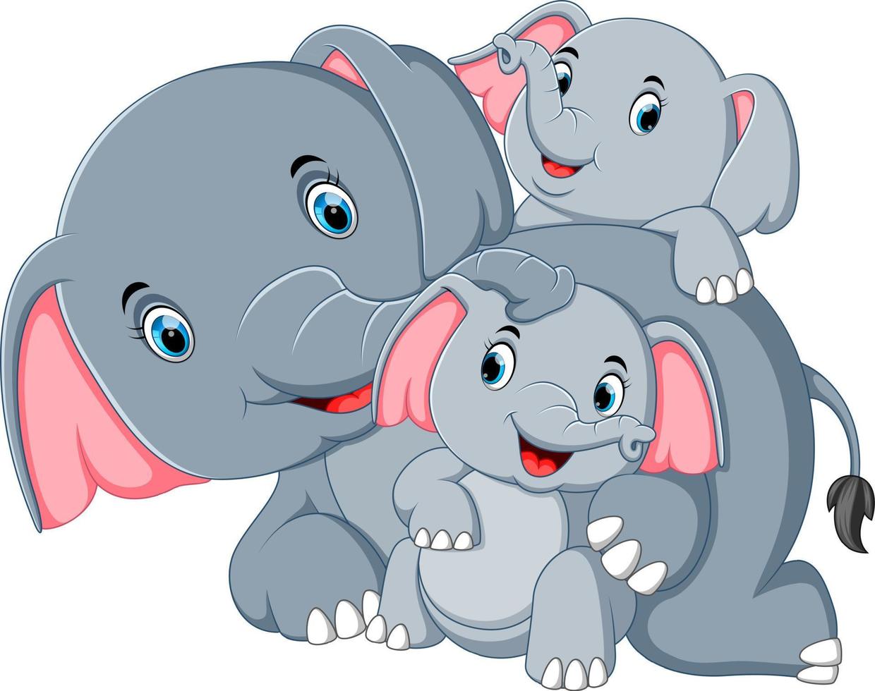 an elephant have fun play with their family vector