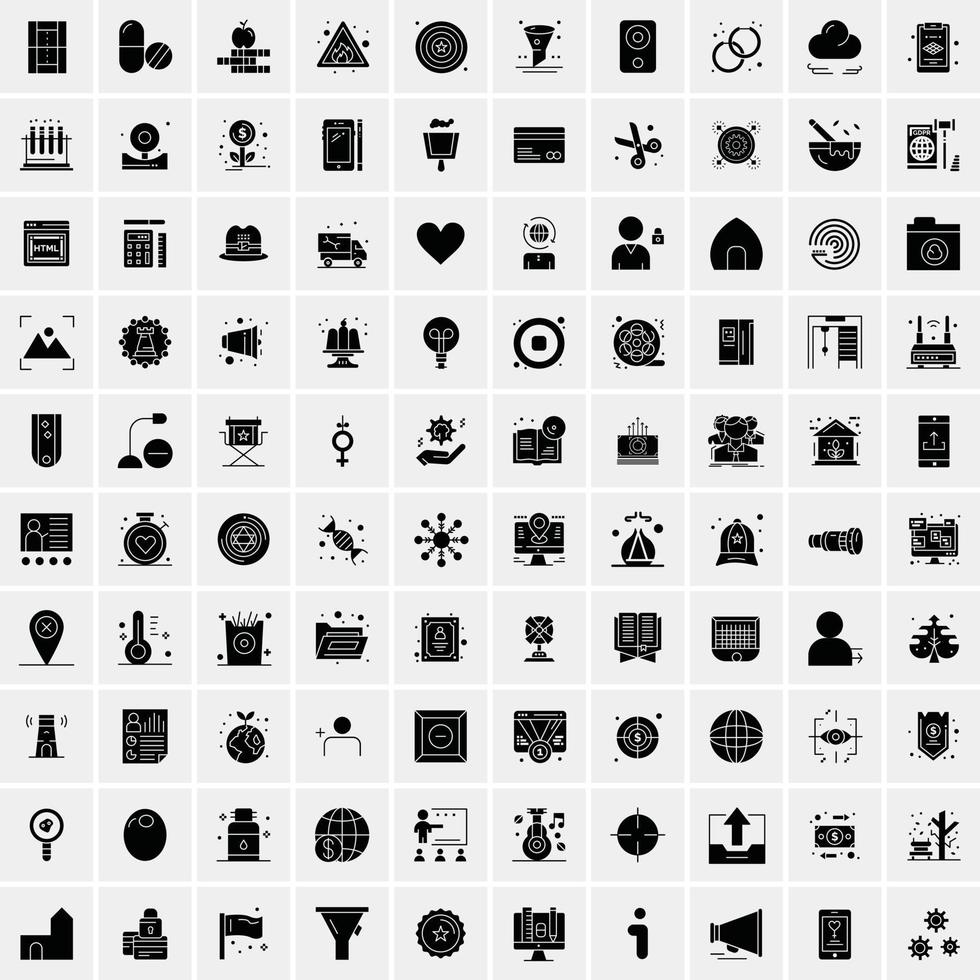 Set of 100 Universal Solid Icons vector