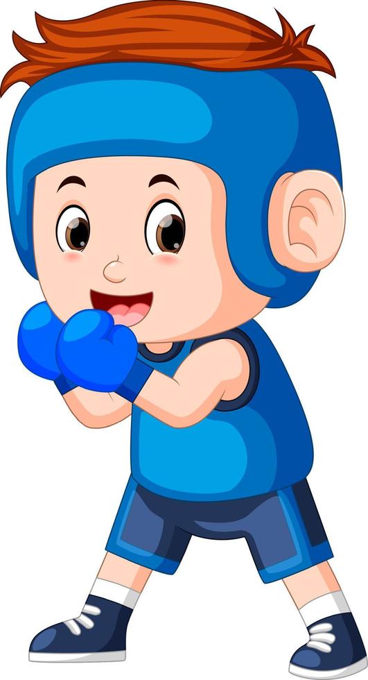 el chico atleta profesional juega al boxeo con la buena pose vector