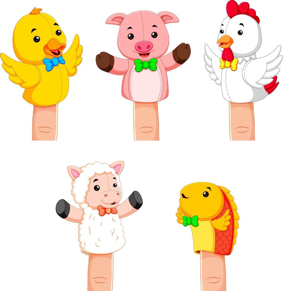 collection of fierce animal hand puppets vector