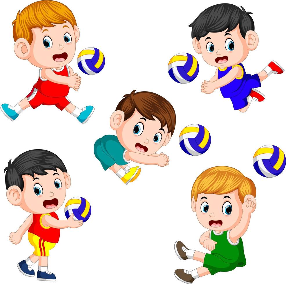 The various positions of the volleyball player vector