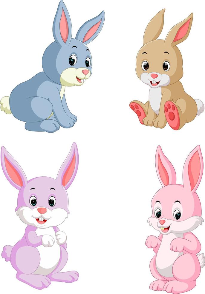 the collection of the rabbits in the different posing and expression vector