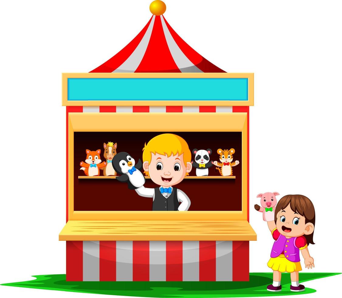 the girl in the carnival and wearing finger puppets is very cut vector