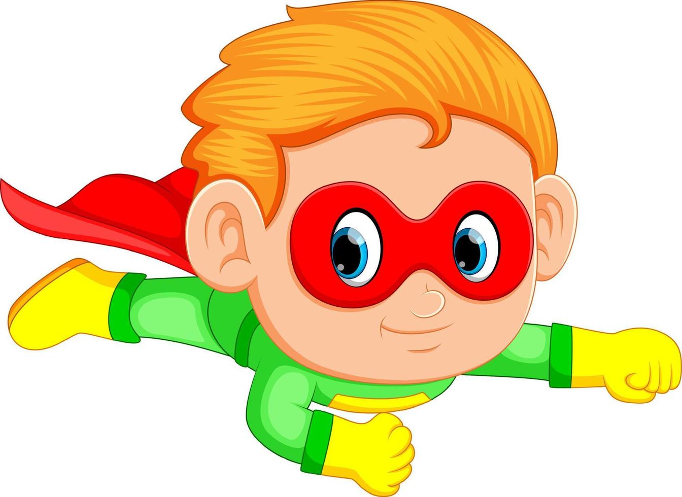 superhero boy child flying upwards vector