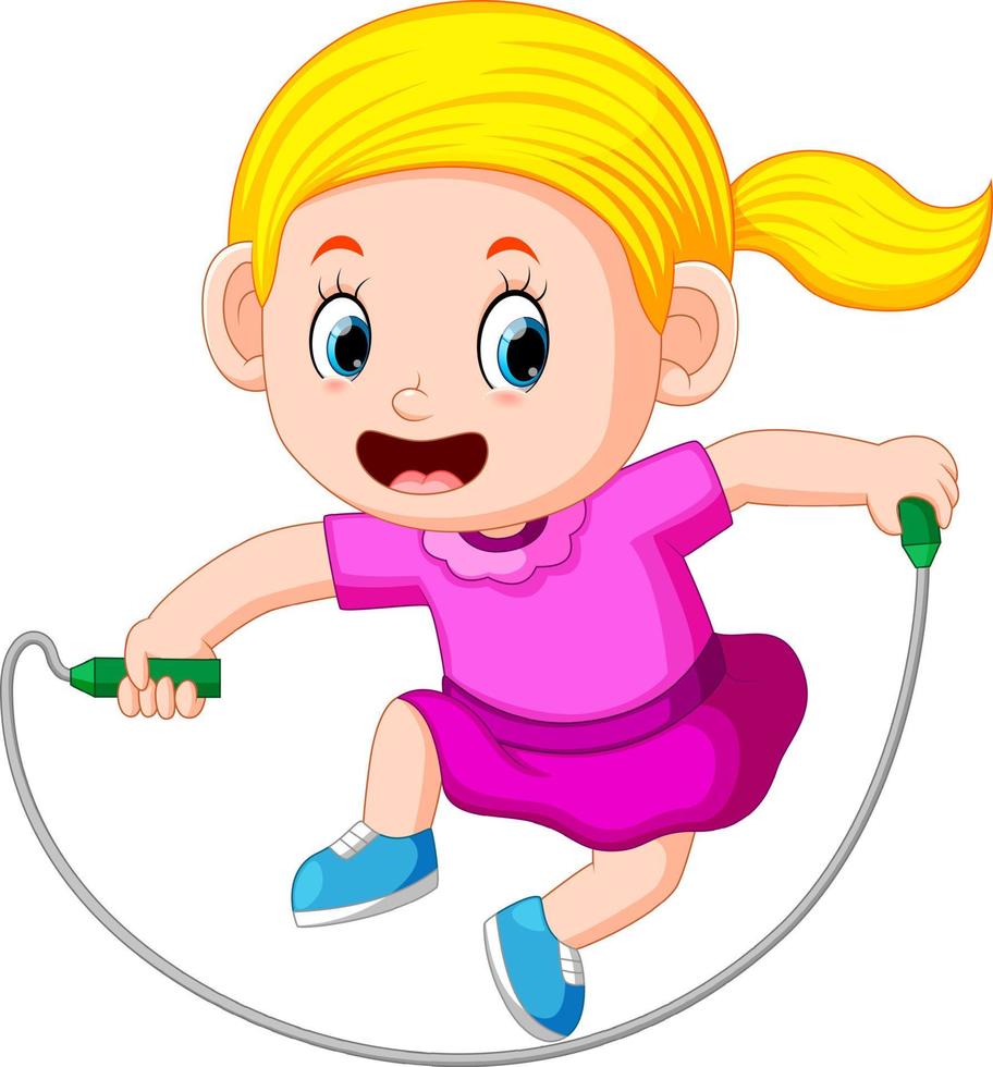 niño pequeño de dibujos animados jugando a saltar la cuerda 7152945 Vector  en Vecteezy