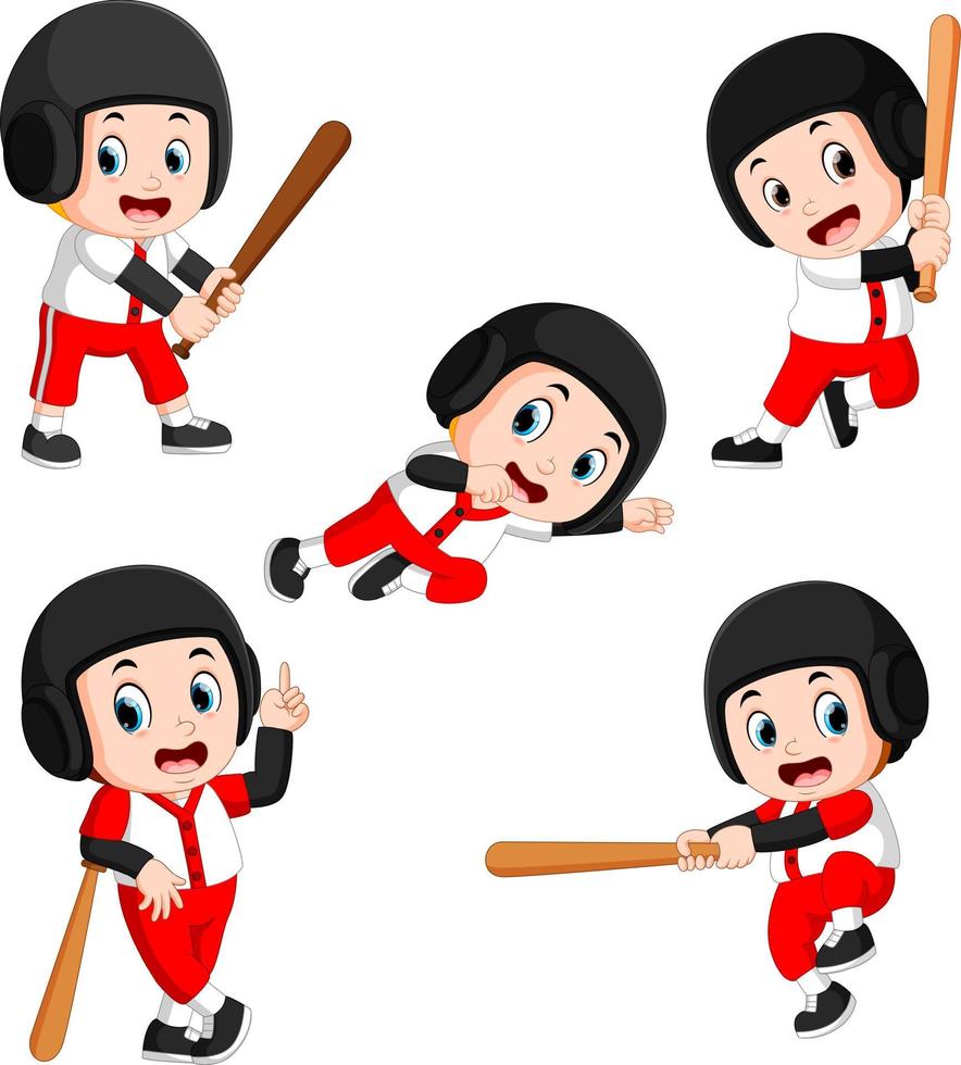 The various positions of the baseball player vector