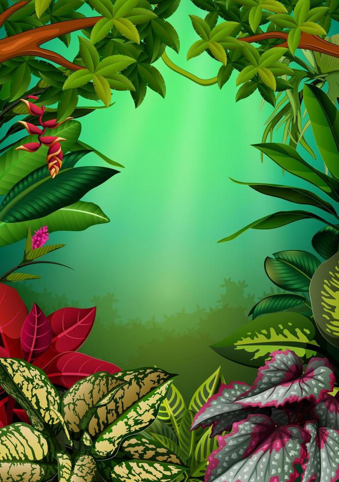 the beautiful wallpaper with the aglomena leaves and trees vector