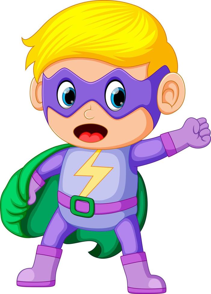 Cute smiling child boy in Superhero costume vector