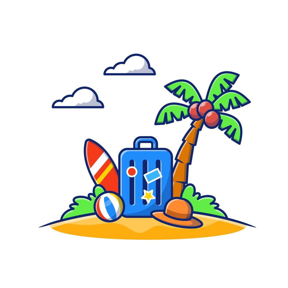 Summer Vacation Travel Cartoon Vector Icon Illustration. Travel Icon Concept Isolated Premium Vector. Flat Cartoon Style