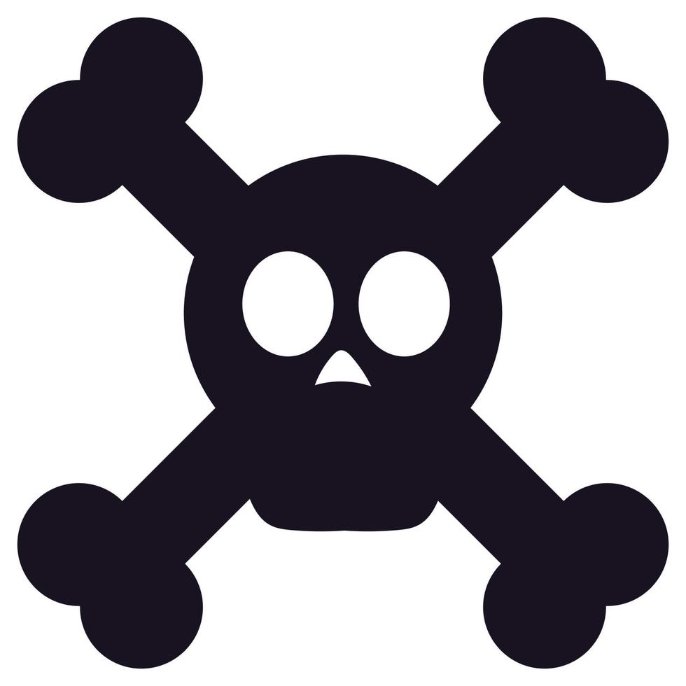 Black skull crossbone isolated sign Halloween icon vector