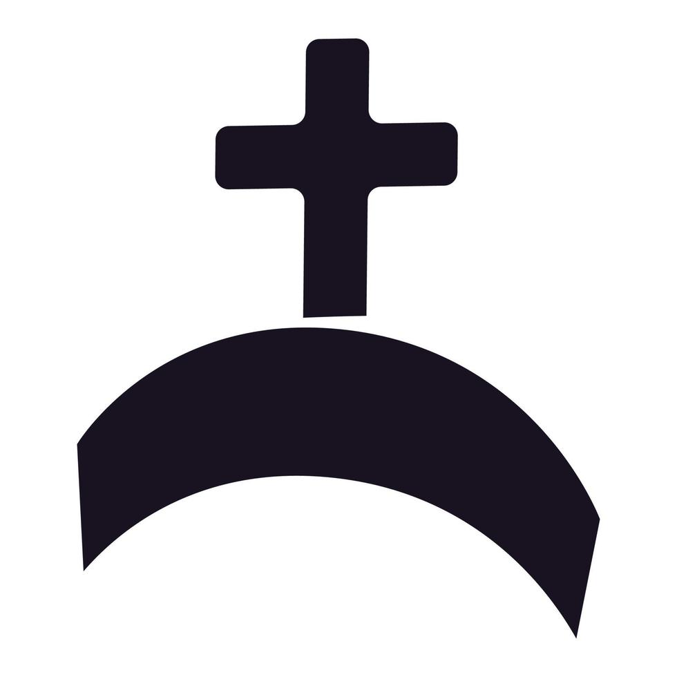 Silhouette of gravestone with cross on white vector