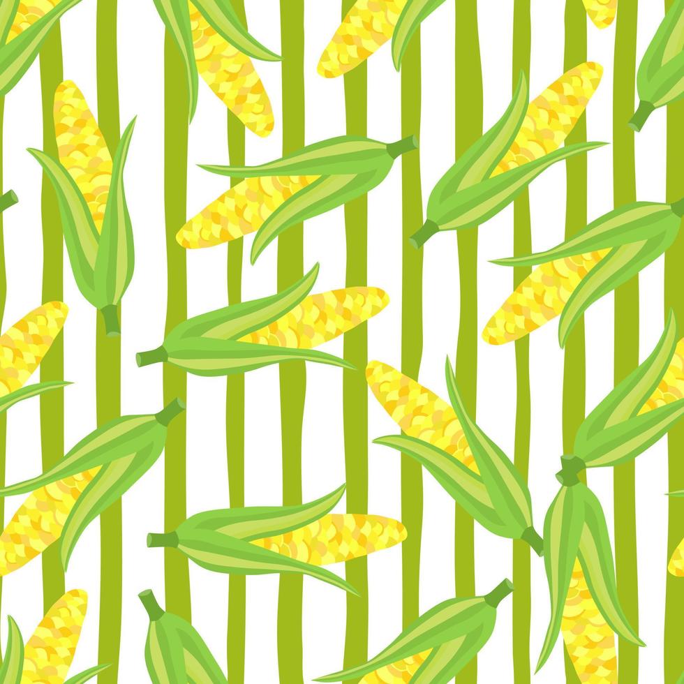 Corn plants seamless pattern. Corn cobs endless wallpaper. vector