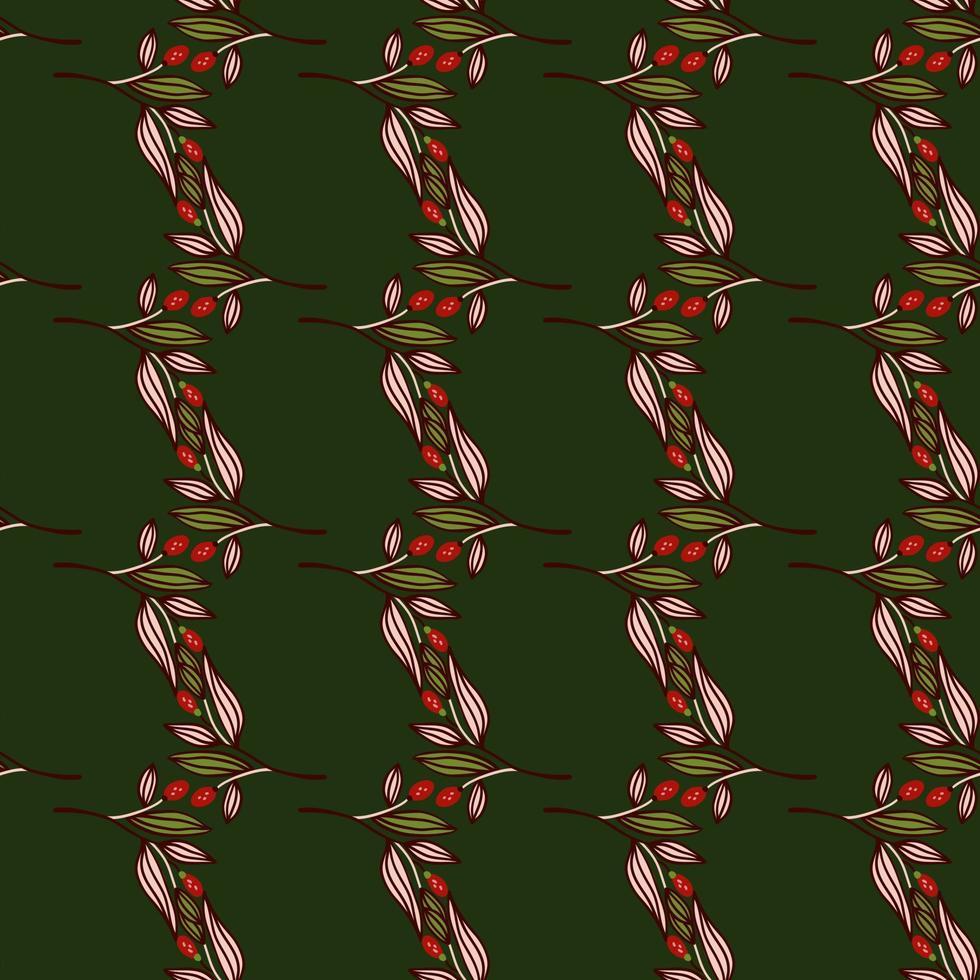 Barberry twigs seamless pattern. Wild berries floral wallpaper