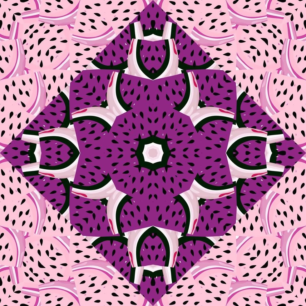 Abstract watermelon slices mosaic seamless pattern. Creative skin endless wallpaper. vector