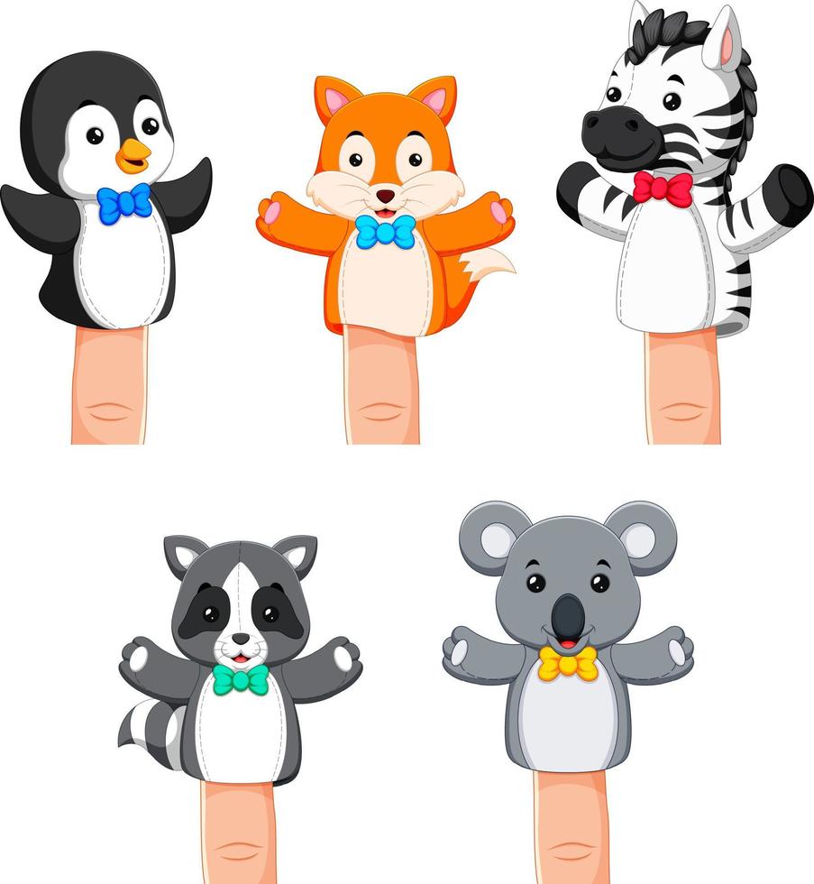 a cute collections of puppets wild animal vector