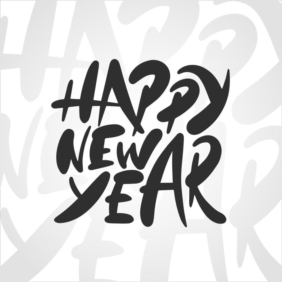 Vector lettering illustration phrase Happy New Year for posters, decoration, card, t-shirts and print. Hand drawn calligraphy for Christmas and New Year holiday on white text background.