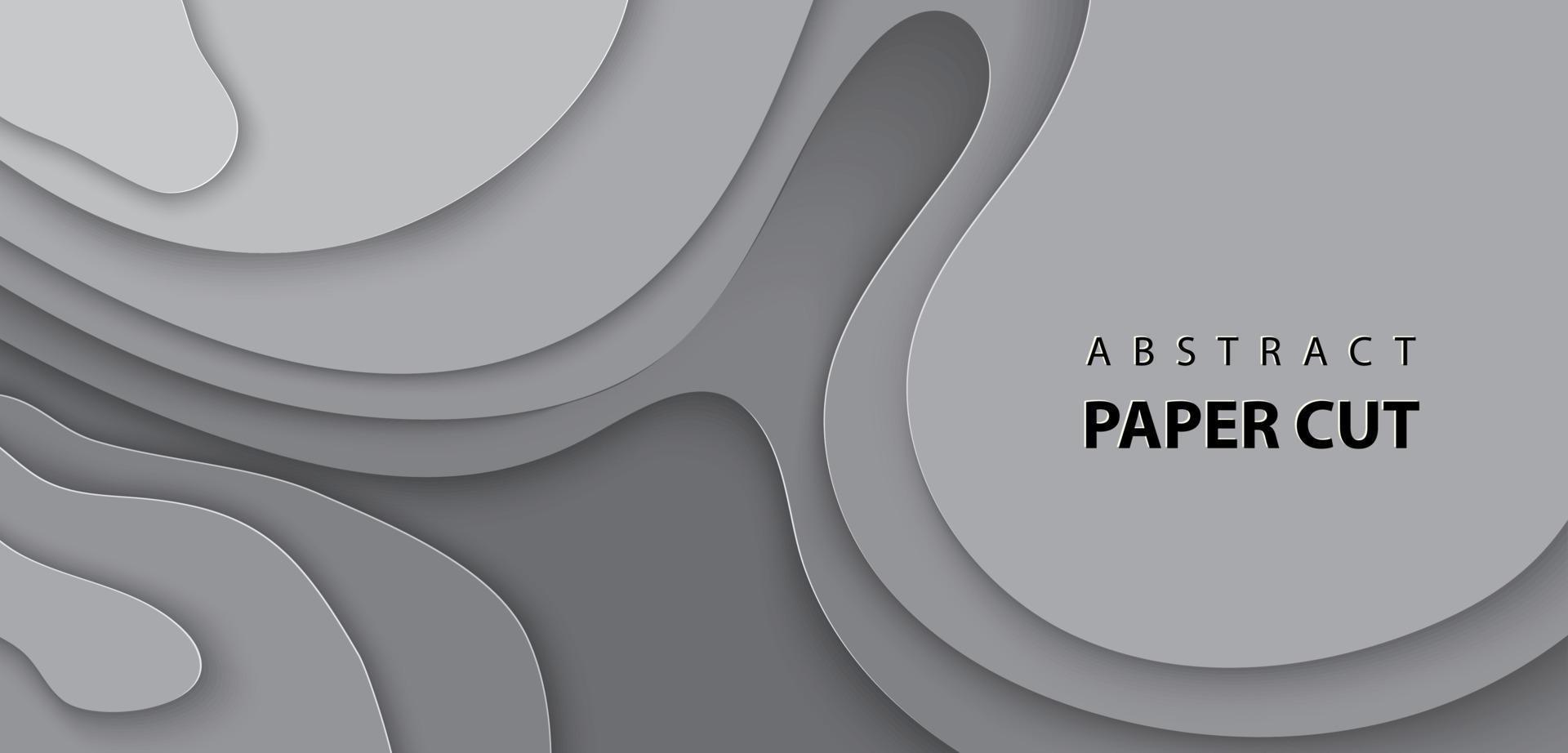 Vector background with gray color paper cut shapes. 3D abstract realistic paper decoration, design textured with cardboard wavy, layout design template, banner, brochure, book cover.