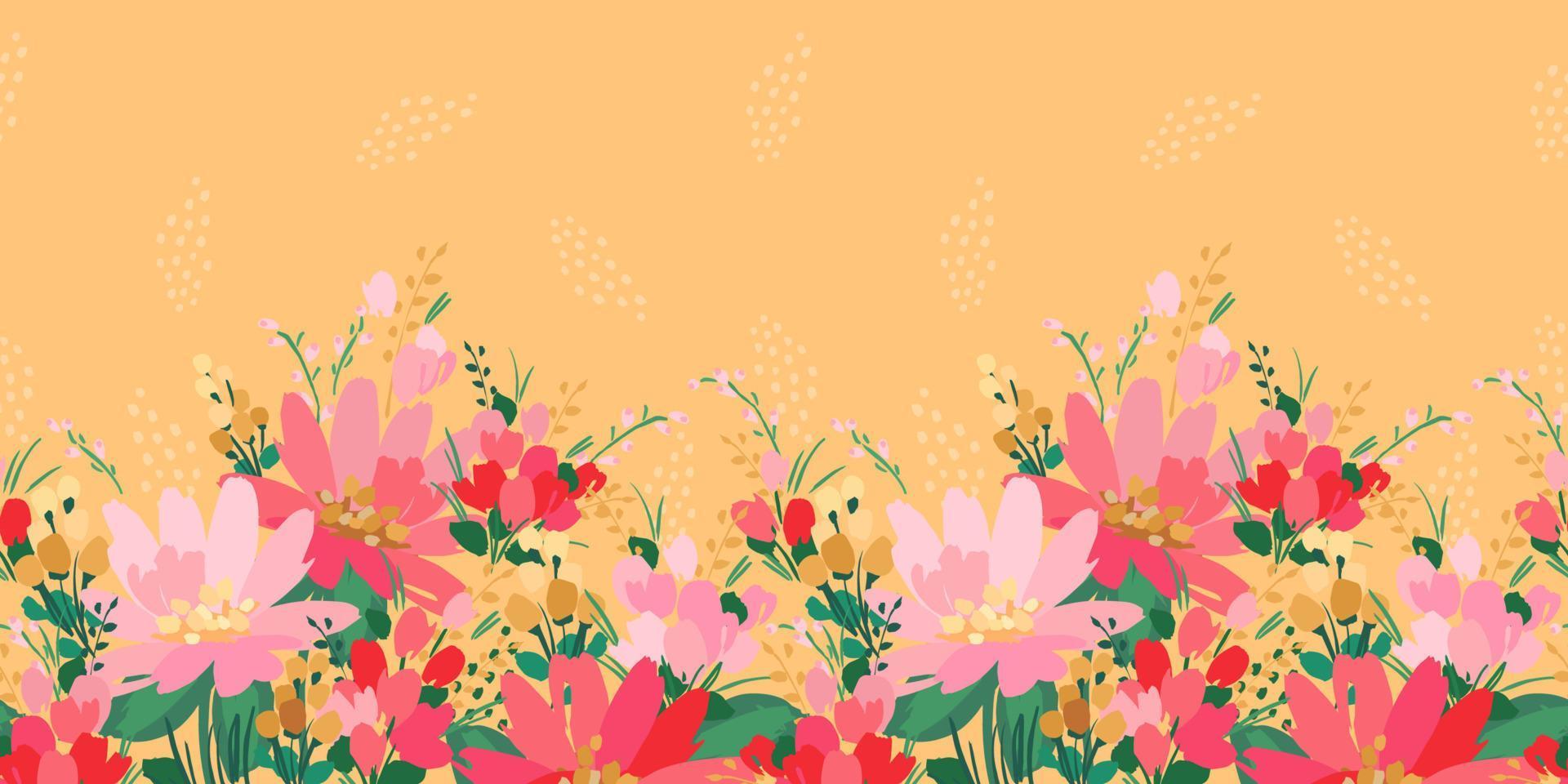 Floral seamless border. Vector design for paper, cover, fabric, interior decor and other use