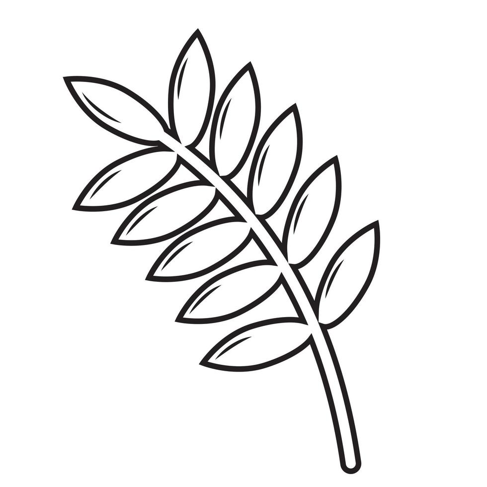 Autumn plants doodle elements. Contour elements of the plant in autumn. Vector graphics