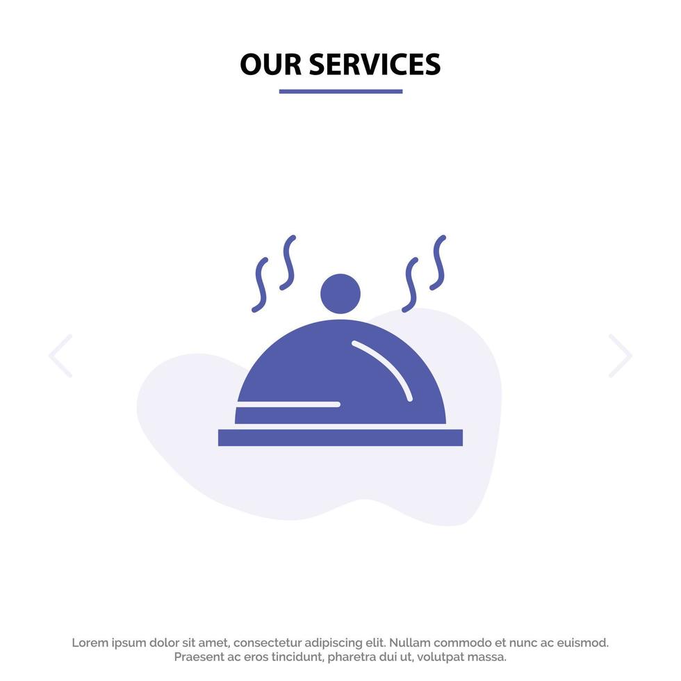 Our Services Hotel Dish Pallet Service Solid Glyph Icon Web card Template vector