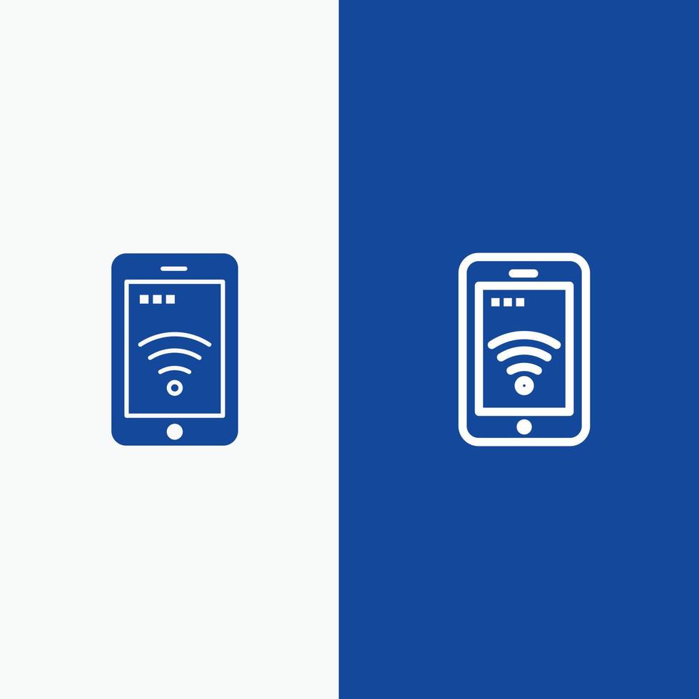 Mobile Sign Service Wifi Line and Glyph Solid icon Blue banner vector