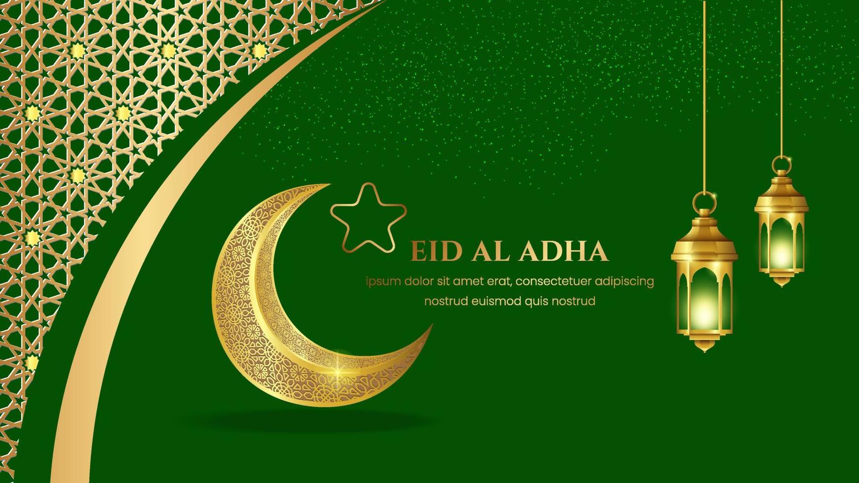 islamic banner and background with golden moon vector