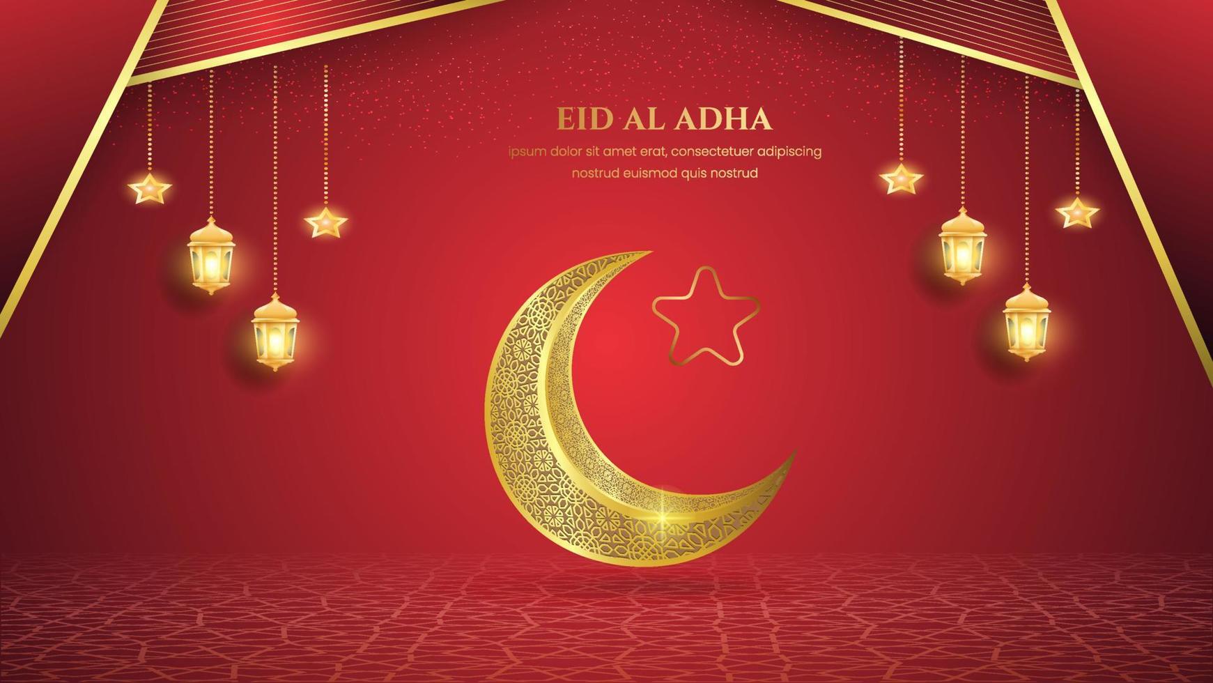 Elegant arabic golden and red Islamic background design vector