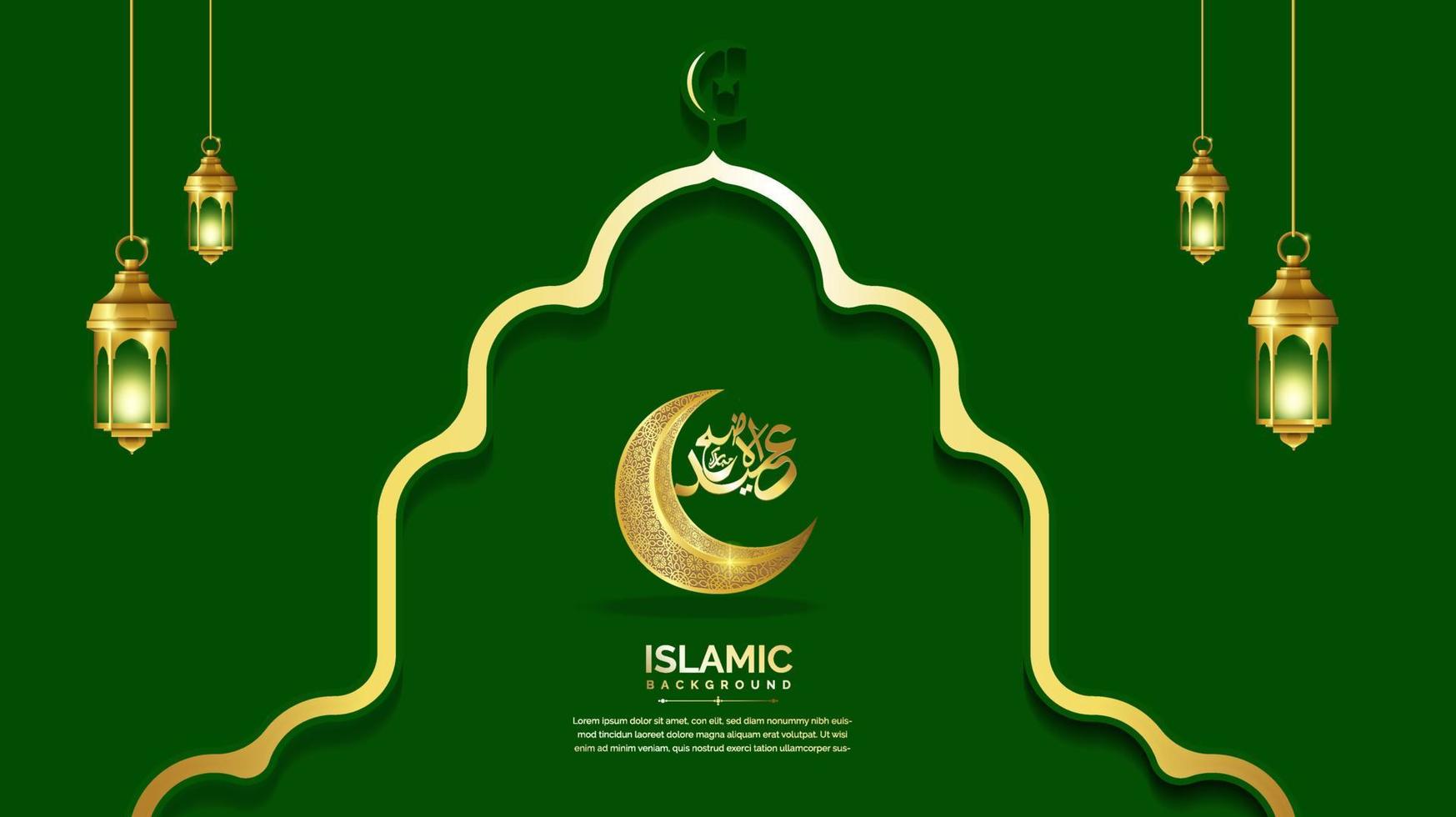 Elegant arabic golden and green Islamic background design vector