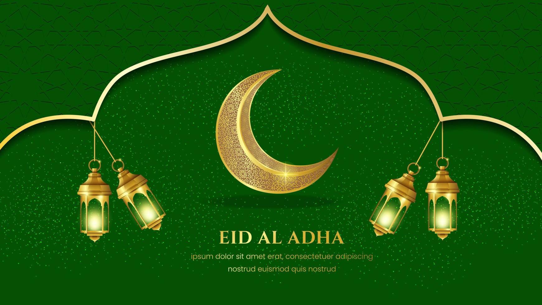 elegant islamic banner with green background vector
