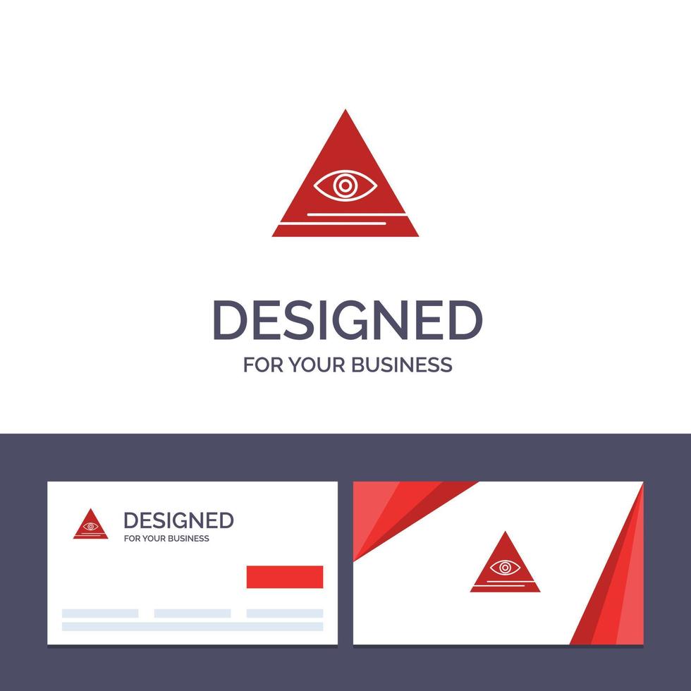 Creative Business Card and Logo template Eye Illuminati Pyramid Triangle Vector Illustration