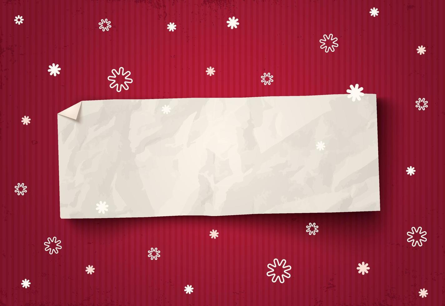 banner de papel vectorial con nieve. vector