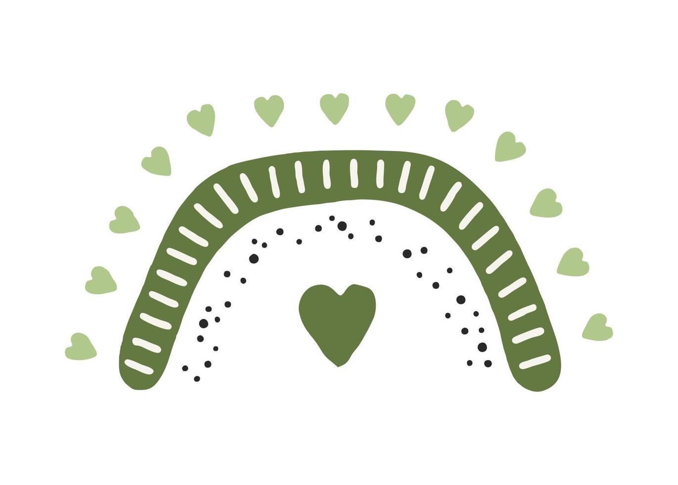 Boho rainbow is green. For decoration of childrens rooms and holidays. Vector modern style
